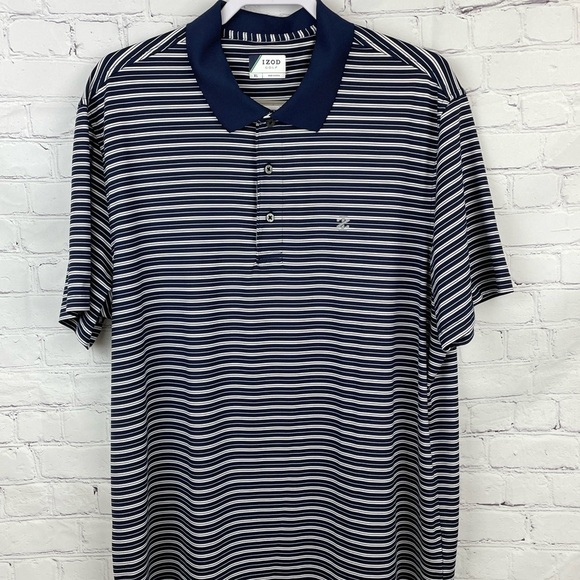 Izod Other - IZOD GOLF Blue/White Striped Short Sleeve Polo Shirt Size XL